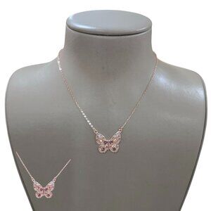 LC Lauren Conrad Women's Butterfly Necklace Rose Gold Plated Multi Color NWT